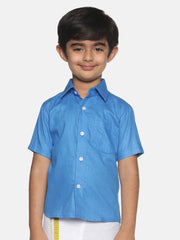 Boys Blue Colour Cotton Shirt