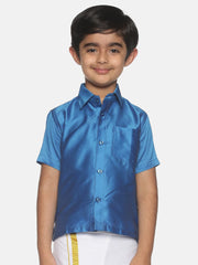 Boys Blue Colour Polyester Shirt