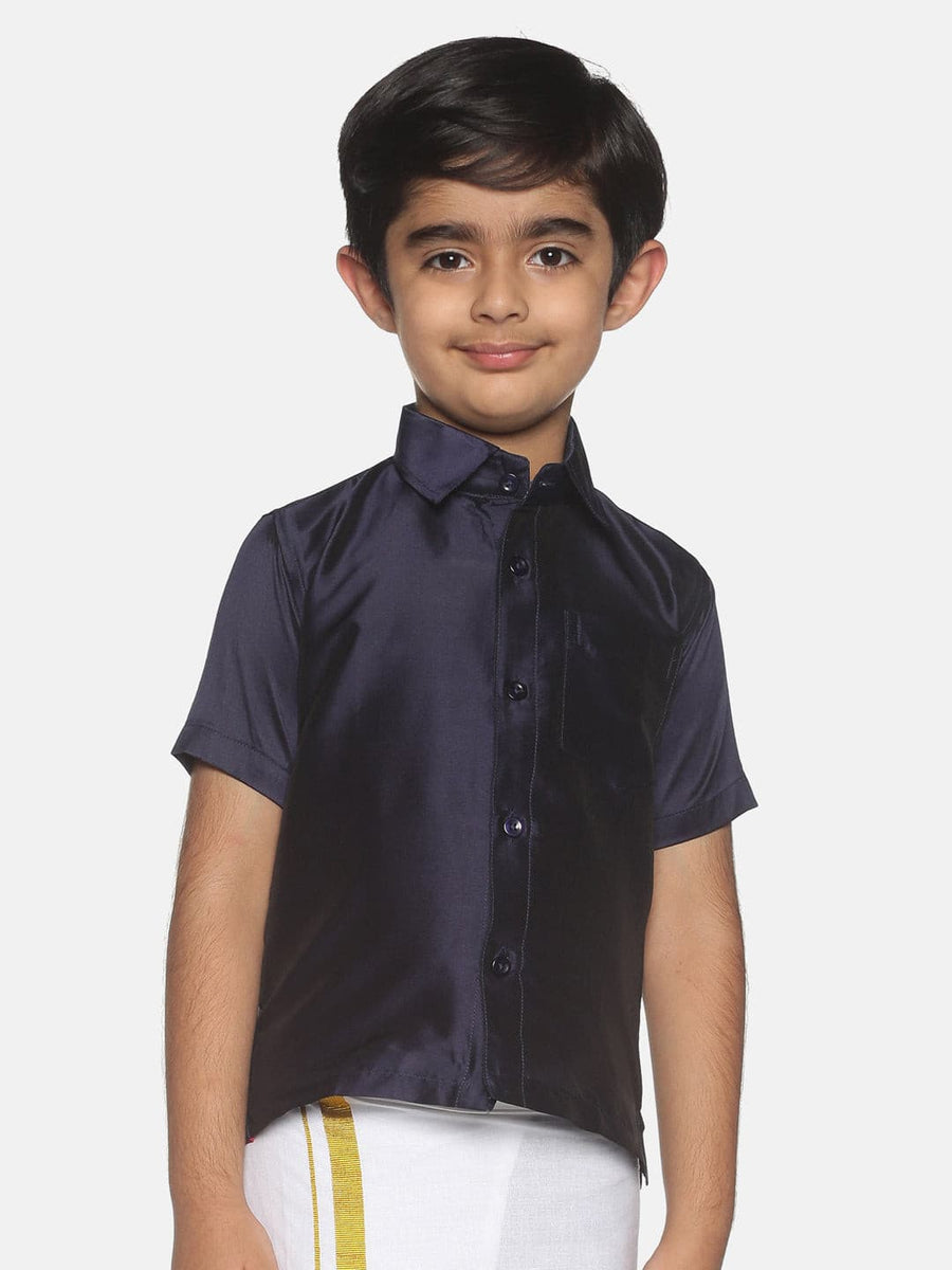 Boys Blue Colour Polyester Shirt