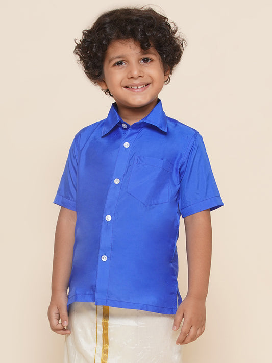 Boys Blue Colour Polyester Shirt