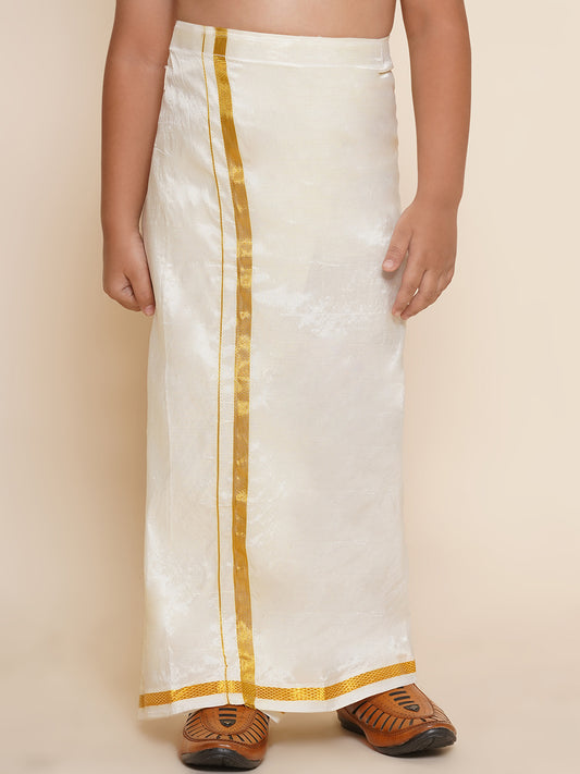 Boys Cream Colour Art Silk Readymade Dhoti
