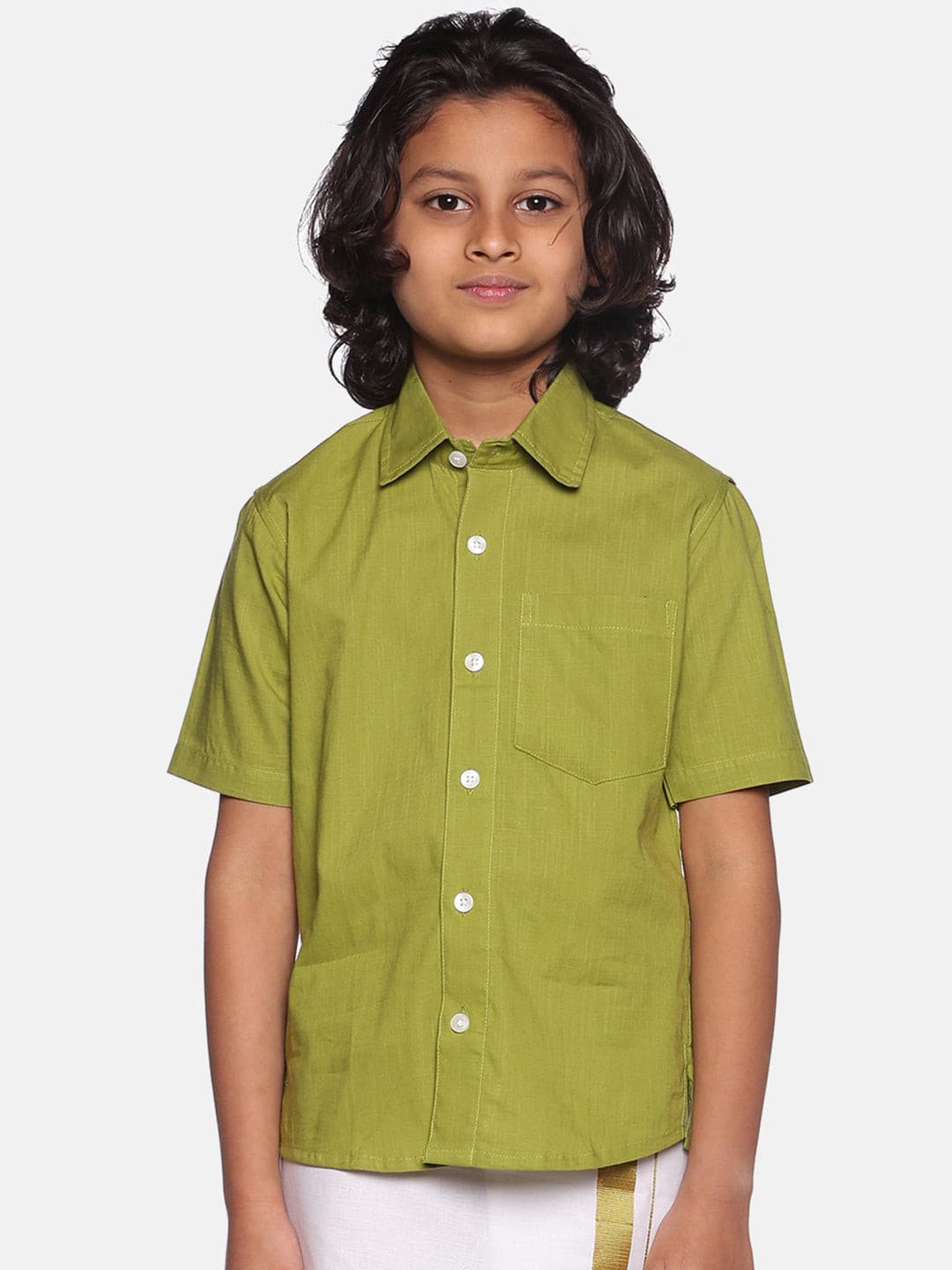 Boys Green Colour Cotton Shirt