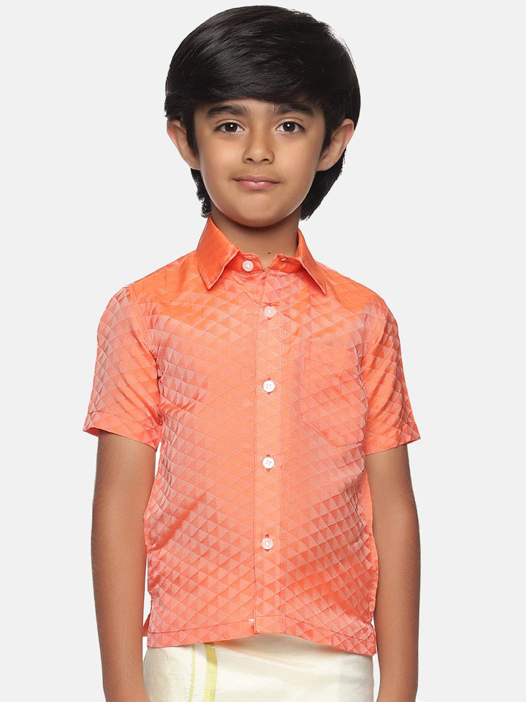Boys Orange Colour Art Silk Shirt