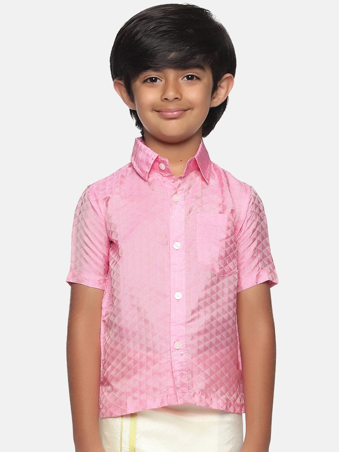 Boys Pink Colour Art Silk Shirt