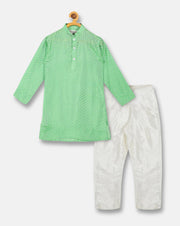 Boys Soild Colour Self Design Art Silk Kurta Pyjama Set