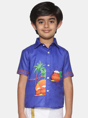 Boys Traditional Pop Colour Shirt Dhoti Set