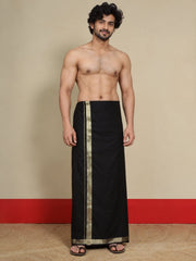 Men Cotton Black Regular Dhoti - BK Black 1 1/2" BORDER (4M)