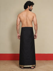 Men Cotton Black Regular Dhoti - BK Black 1 1/2" BORDER (4M)