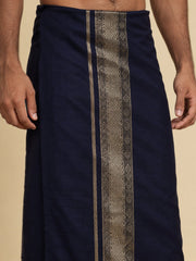 Men Cotton Navy Regular Dhoti - BK NB JAQ BORDER (4M)