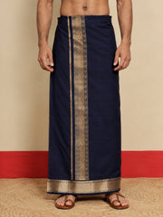 Men Cotton Navy Regular Dhoti - BK NB JAQ BORDER (4M)