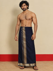 Men Cotton Navy Regular Dhoti - BK NB JAQ BORDER (4M)