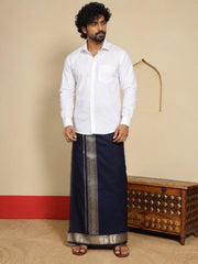 Men Cotton Navy Regular Dhoti - BK NB JAQ BORDER (4M)