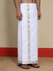 Men Cotton White Regular Dhoti - SM DOBBY BORDER (2M)