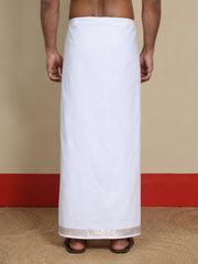 Men Cotton White Regular Dhoti - SM DOBBY BORDER (2M)