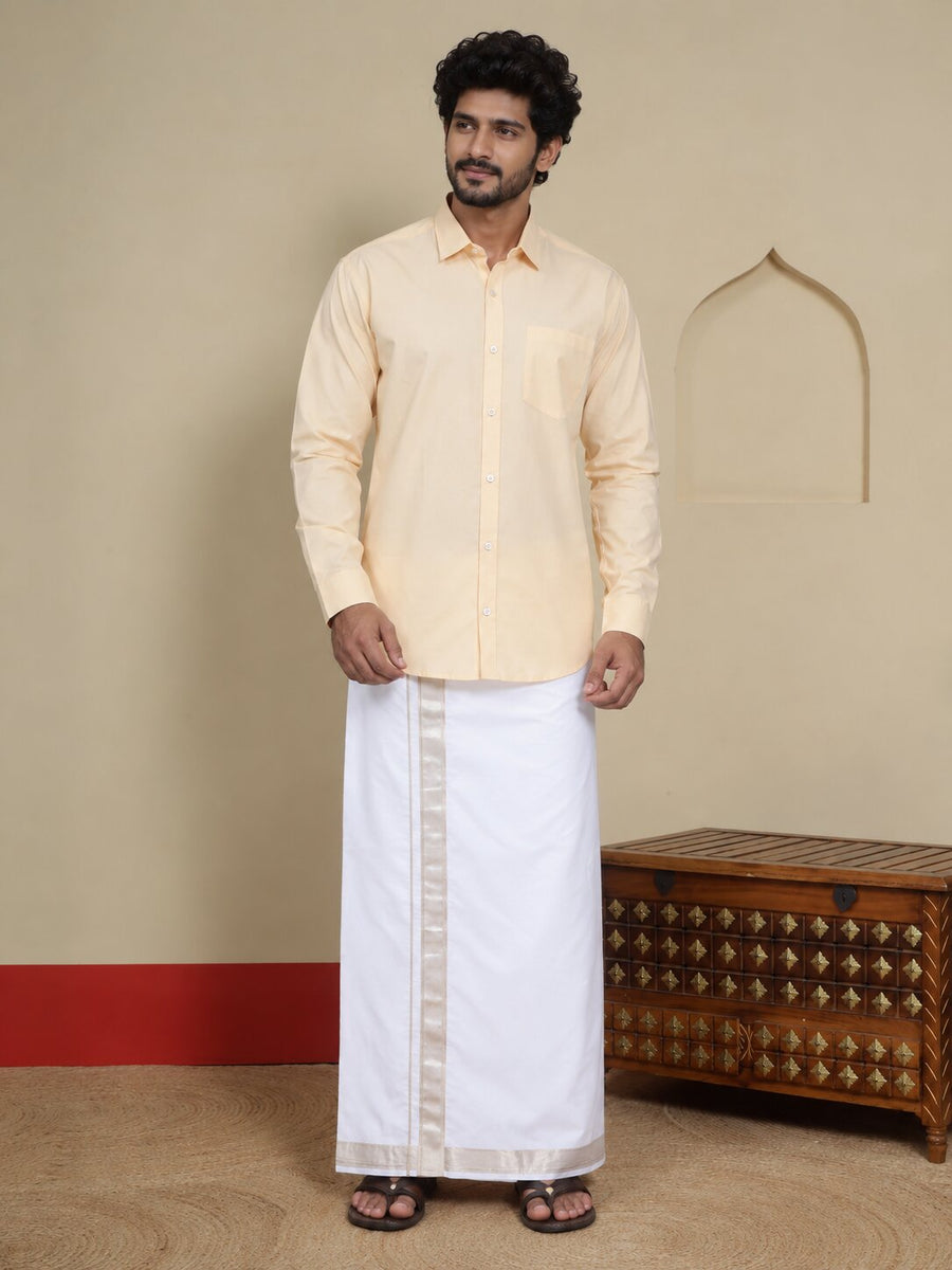 Men Cotton White Regular Dhoti - SM DOBBY BORDER (2M)