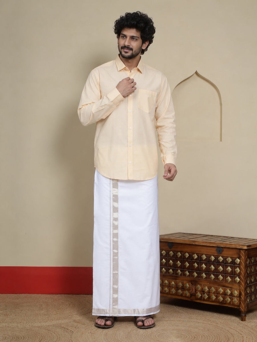 Men Cotton White Regular Dhoti - SM DOBBY BORDER (2M)