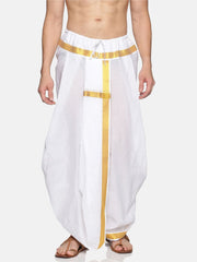 Men White Colour Cotton Dhoti Pant / Panjakejam