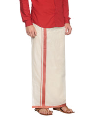 Mens Pure Cotton Double Dhoti Off White
