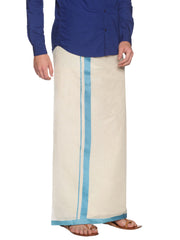Mens Pure Cotton Double Dhoti Off White