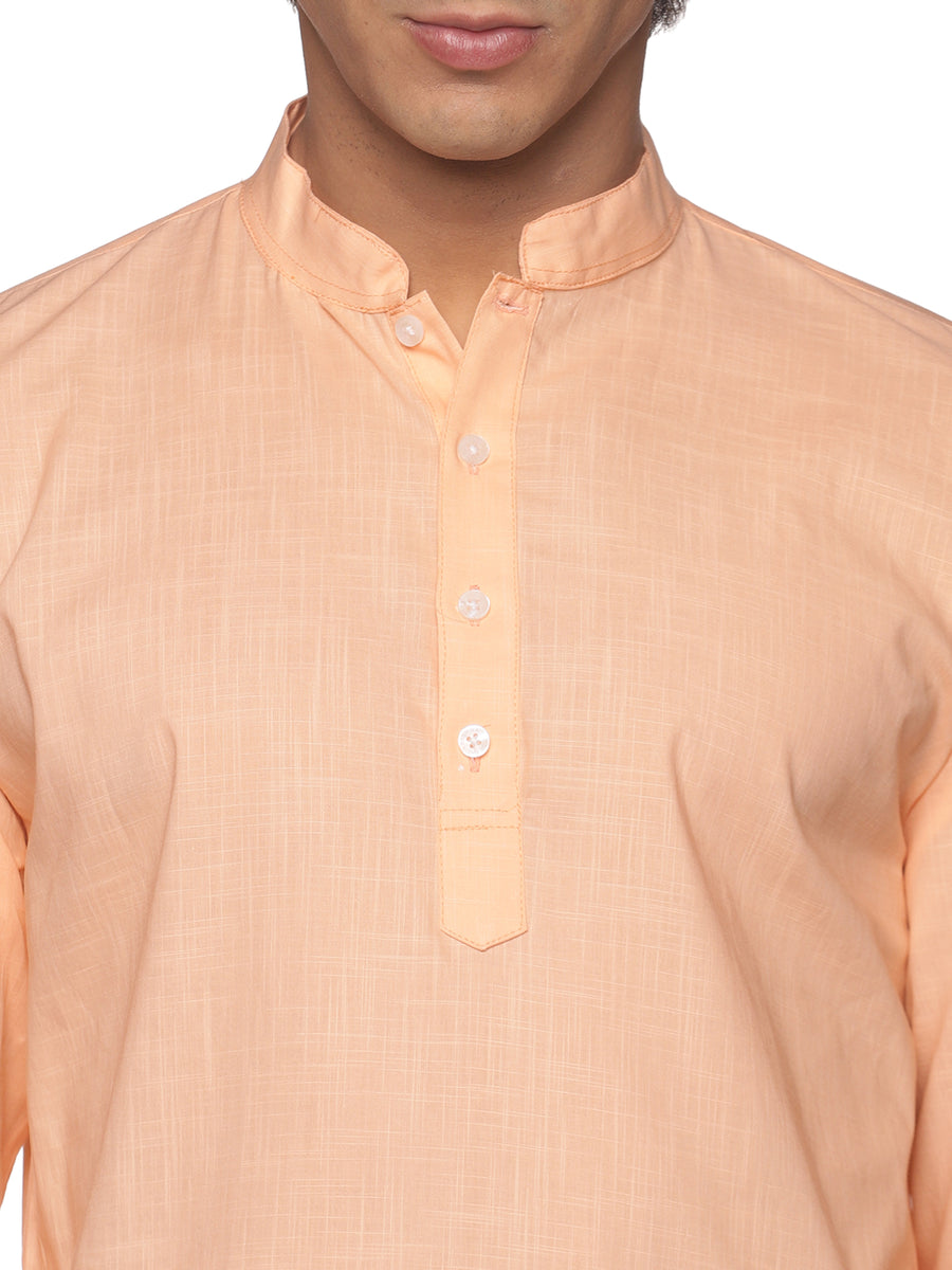 MENS SLUB COTTON BLUE LONG KURTA WITH PYJAMA