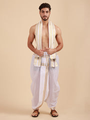 Men Ready to wear cotton Dhoti pant with Angavastram