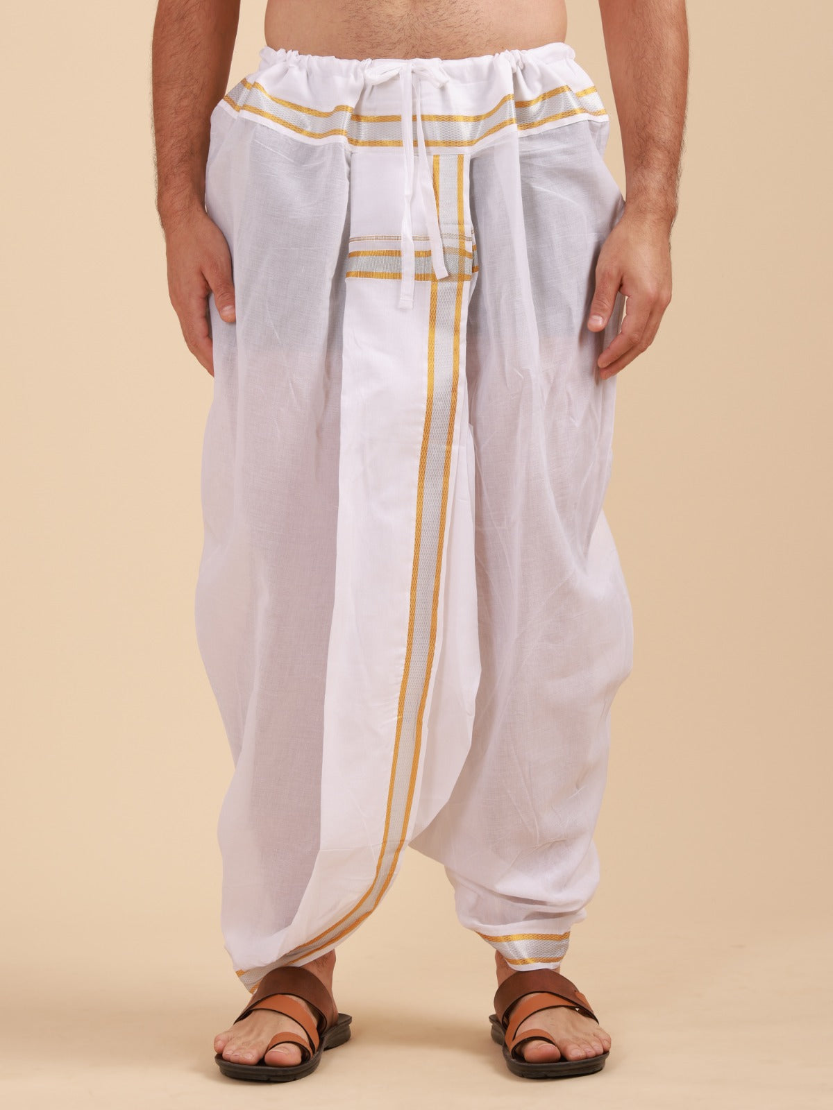 Men Ready to wear cotton Dhoti pant with Angavastram