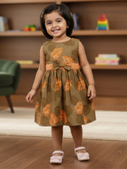 Girls Sleeveless Cotton Digital Print Dress – Stylish Party & Casual Wear