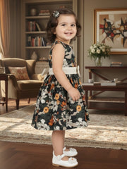 Girls Sleeveless Cotton Digital Print Dress – Stylish Party & Casual Wear