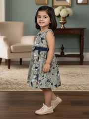 Girls Sleeveless Cotton Digital Print Dress – Stylish Party & Casual Wear