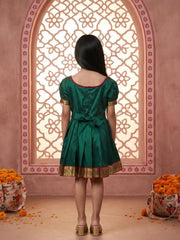 Baby Girl Green Silk Traditional Frock