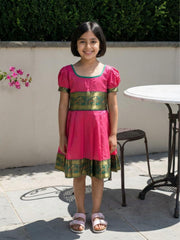Baby Girl Green Silk Traditional Frock