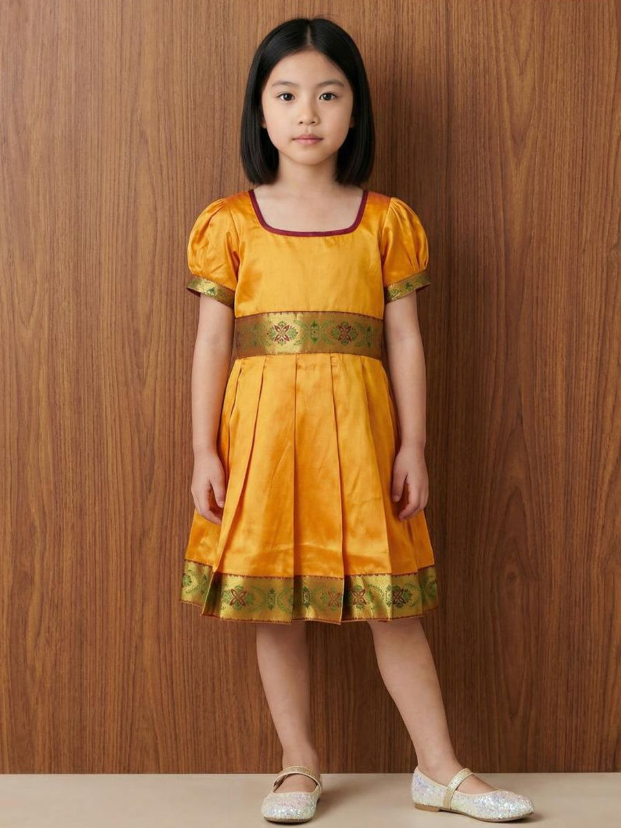 Baby Girl Green Silk Traditional Frock