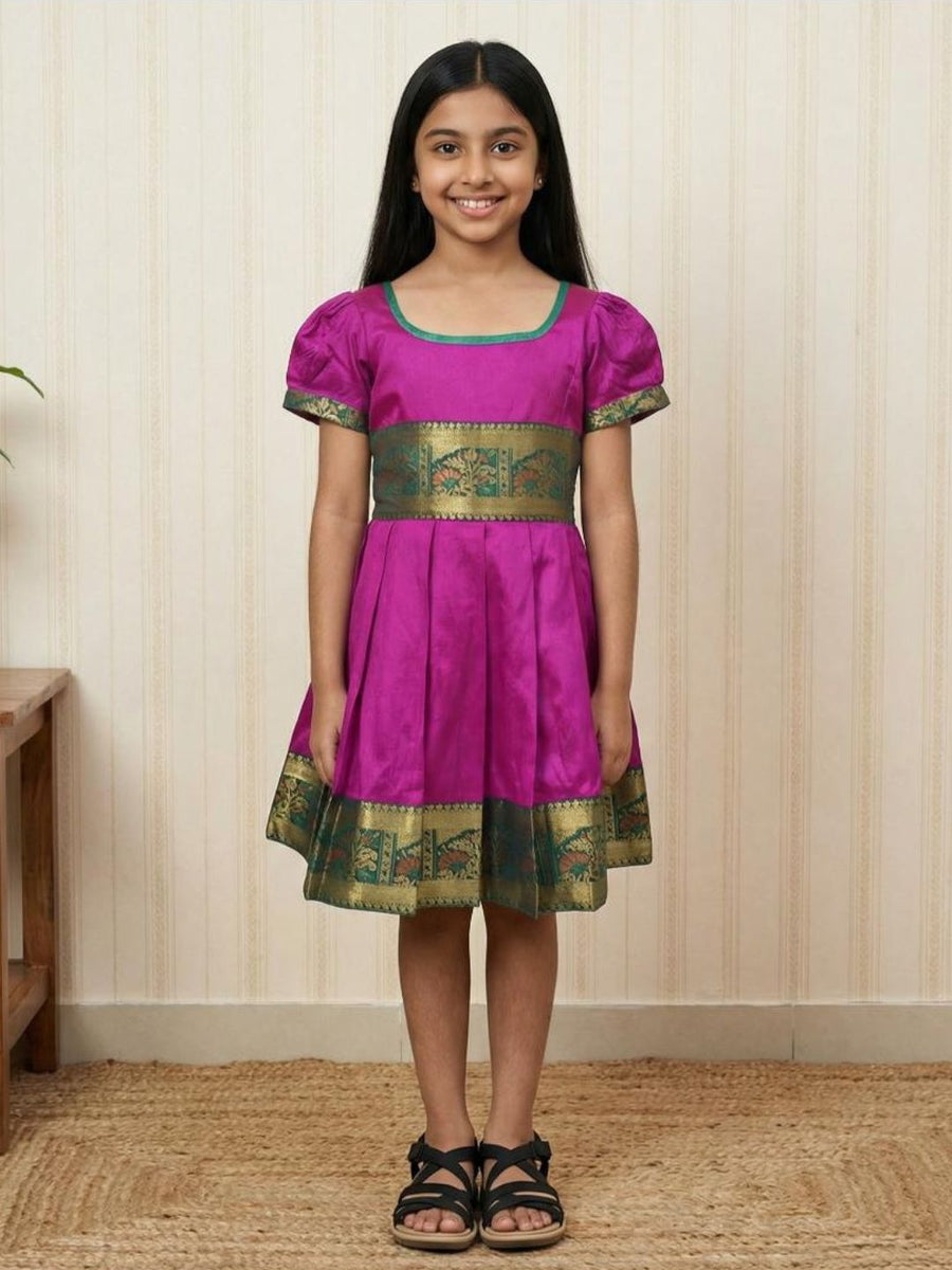 Baby Girl Green Silk Traditional Frock