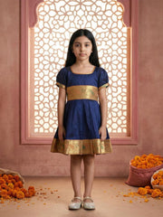 Baby Girl Green Silk Traditional Frock
