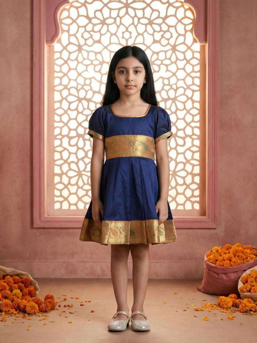 Baby Girl Green Silk Traditional Frock