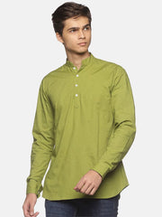 Men Solid Colour Slub Cotton Kurta