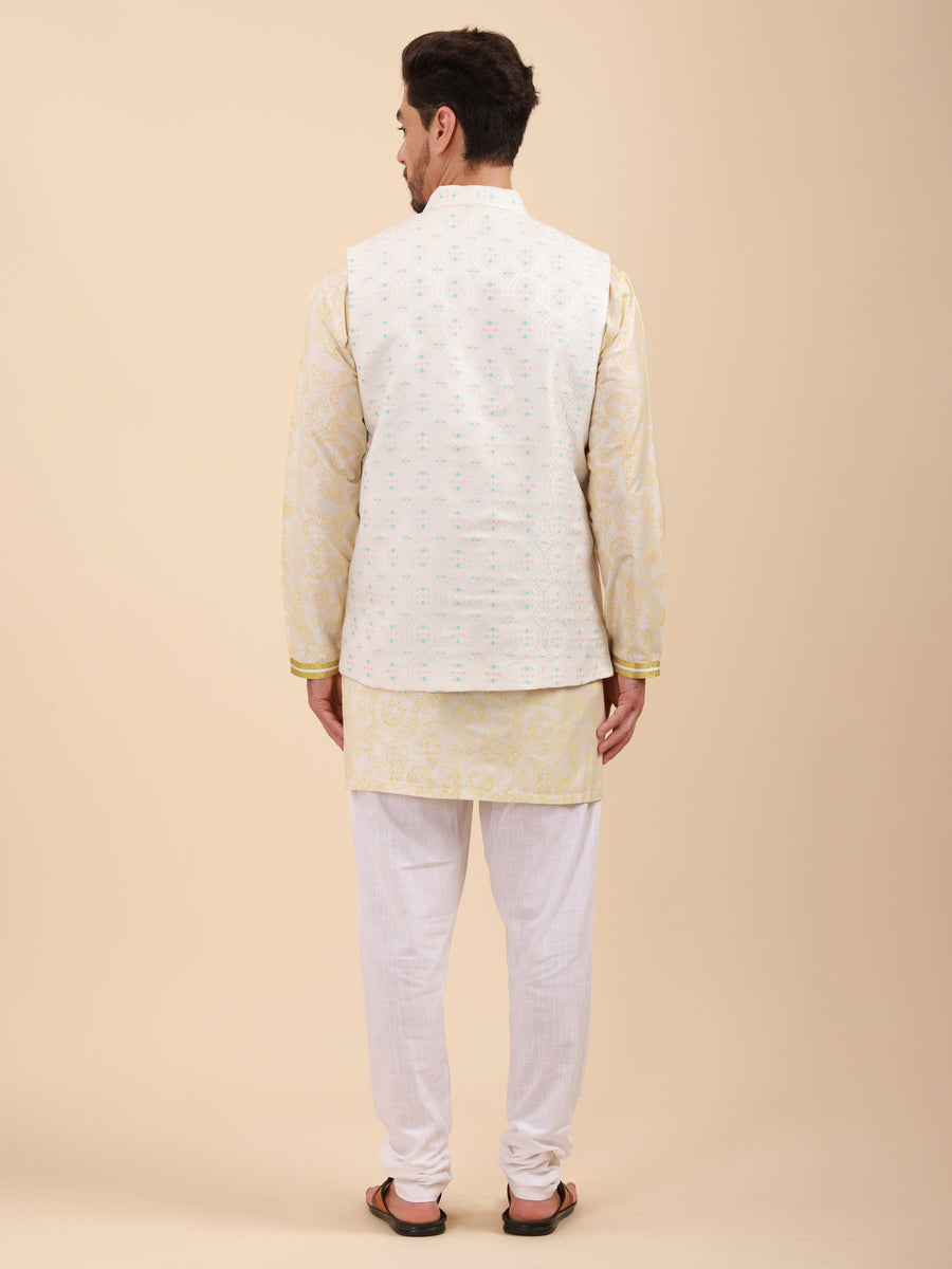 Men Kurta Pyjama Set with Nehru Jacket