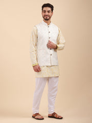 Men Kurta Pyjama Set with Nehru Jacket