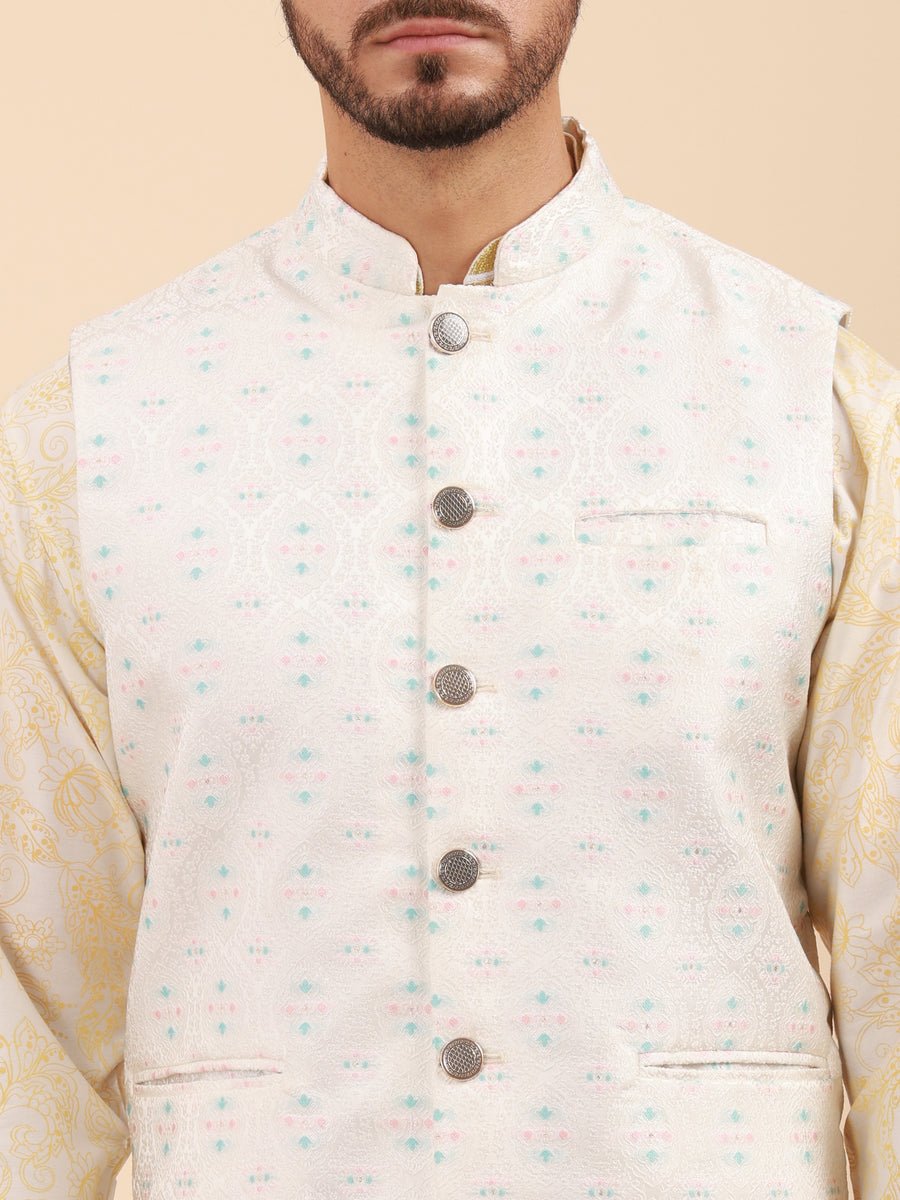 Men Kurta Pyjama Set with Nehru Jacket