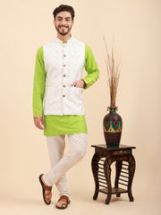 Men Kurta Pyjama Set with Nehru Jacket