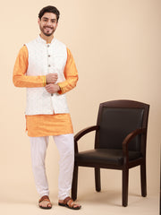 Men Kurta Pyjama Set with Nehru Jacket