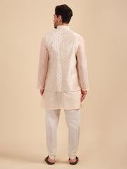 Men Art Silk Kurta & Pyjama Set with Nehru Jacket
