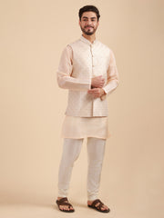 Men Art Silk Kurta & Pyjama Set with Nehru Jacket