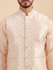 Men Art Silk Kurta & Pyjama Set with Nehru Jacket