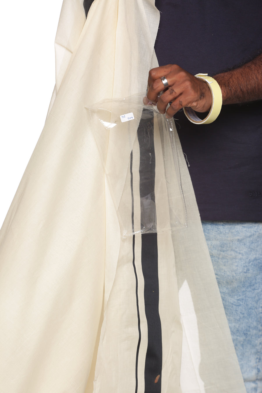 Mens Pure Cotton Double Dhoti  Off White