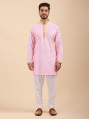 Men Floral Print Soft Silk Mandarin Collar Kurta & Pyjama Set