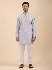 Men Floral Print Soft Silk Mandarin Collar Kurta & Pyjama Set