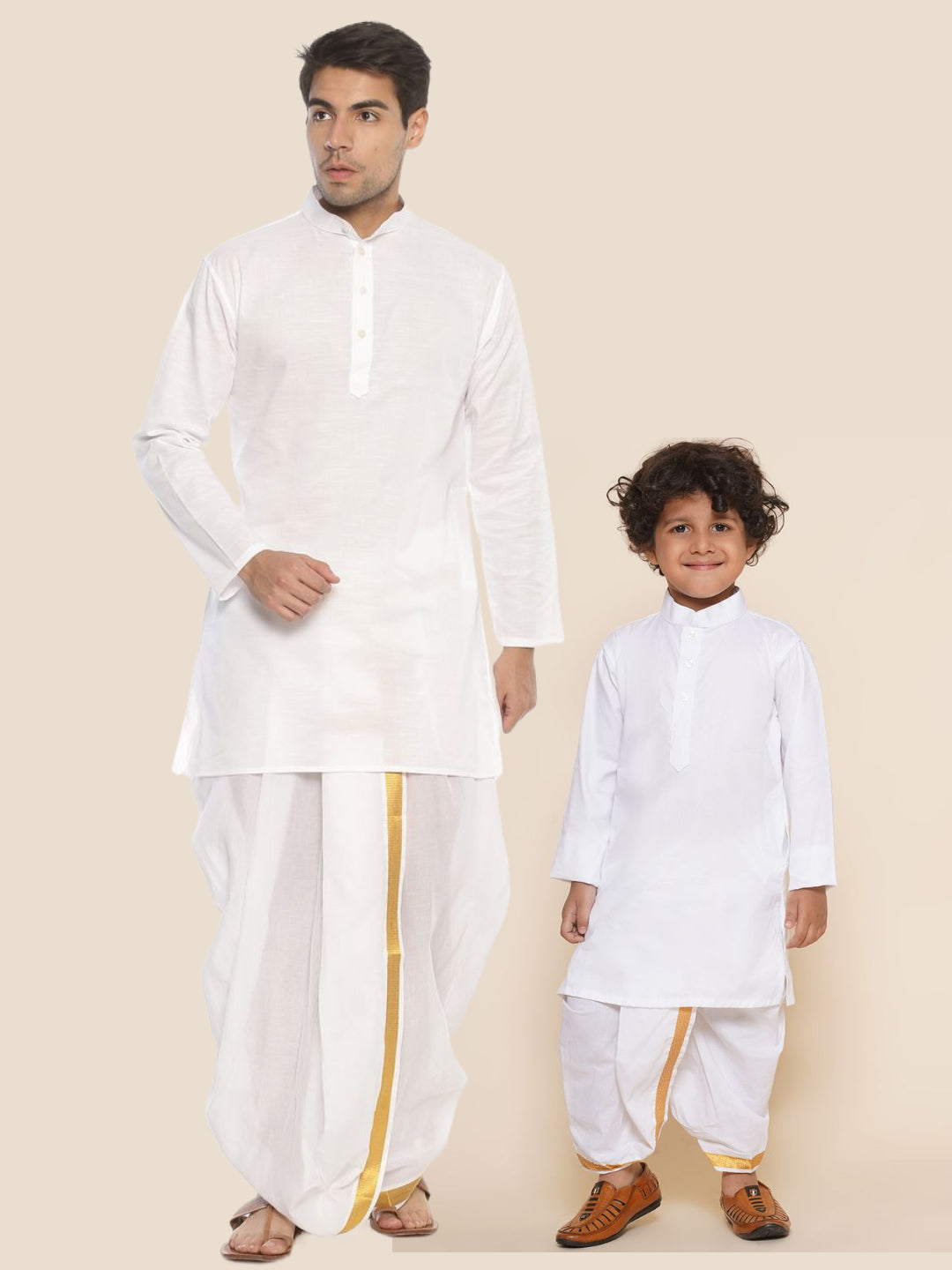 Father Son Matching White Kurta Dhotipant Set