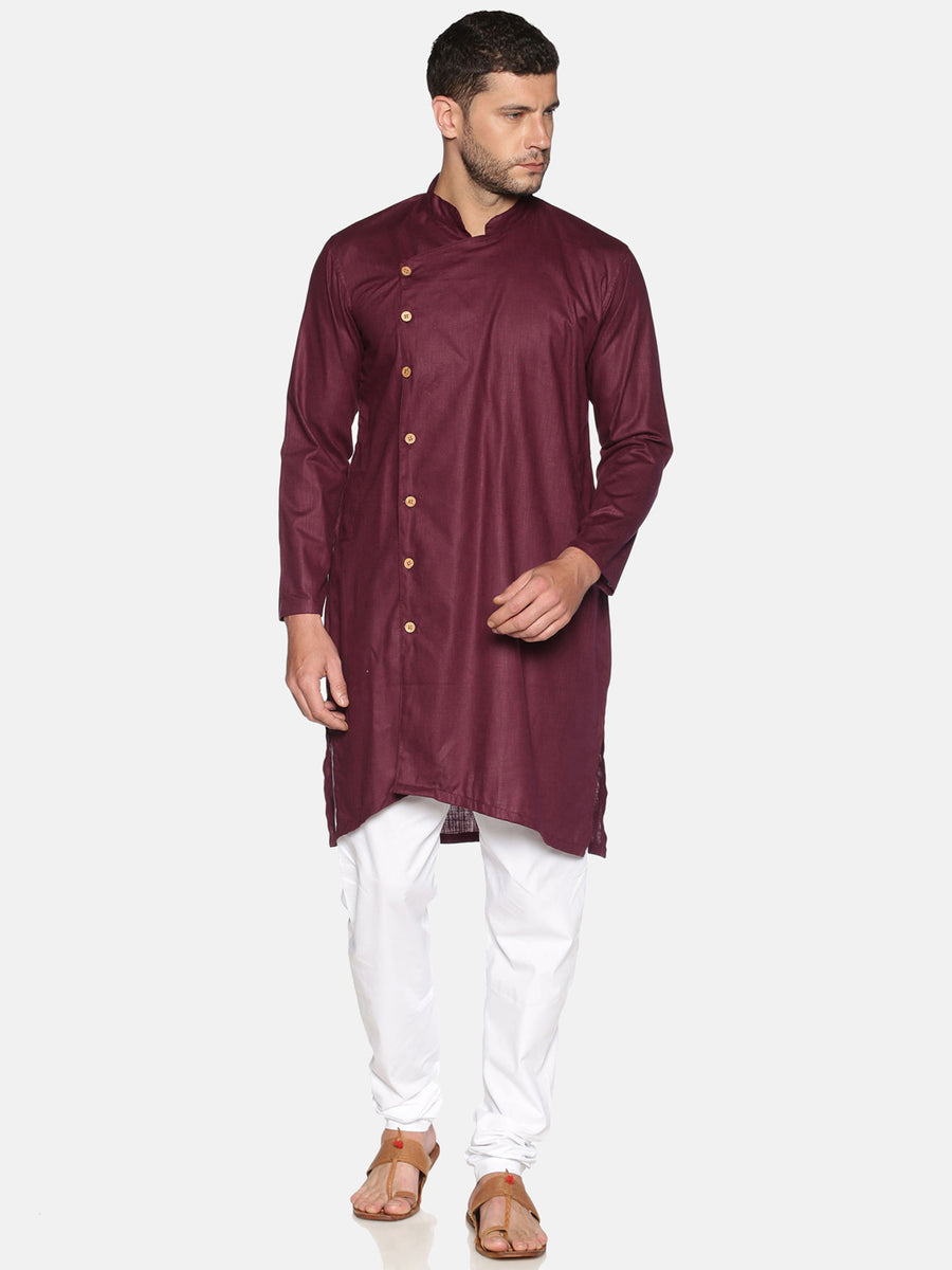 Men Slub Cotton Cream Colour Designer Kurta.