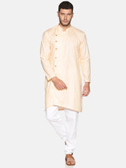 Men Slub Cotton Cream Colour Designer Kurta.